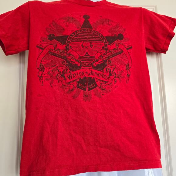 Delta Pro Weight Red Waylon Jennings Western Graphic T-shirt Size S - Picture 1 of 10